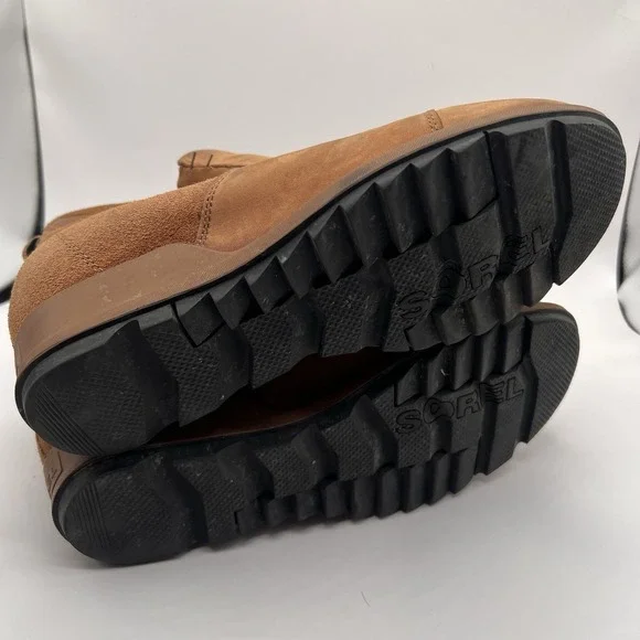 Sorel Womens Evie Boot Shoes II 10 Hidden Wedge Heel Brown Suede Chelsea Leather - Picture 7 of 8